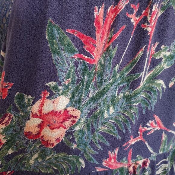 Roxy Navy Tropical Floral Print Tank Dress Size L - Picture 7 of 15